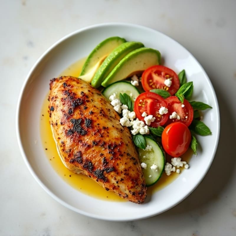 Lemon-Herb Roasted Chicken with Fresh Tomato-Cucumber Salad