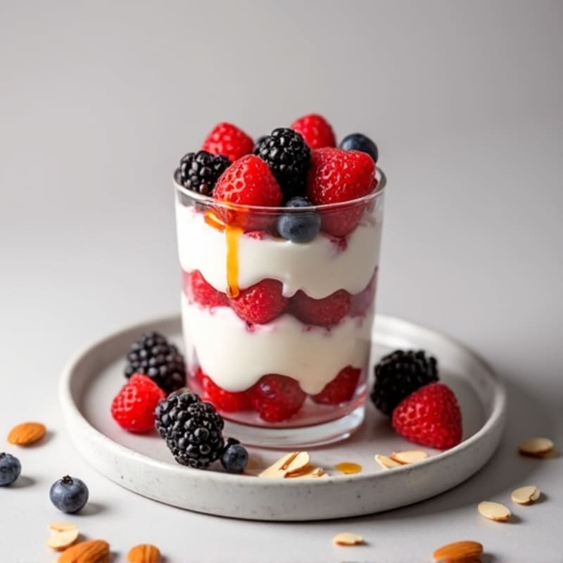 Greek Yogurt Protein Parfait with Mixed Berries