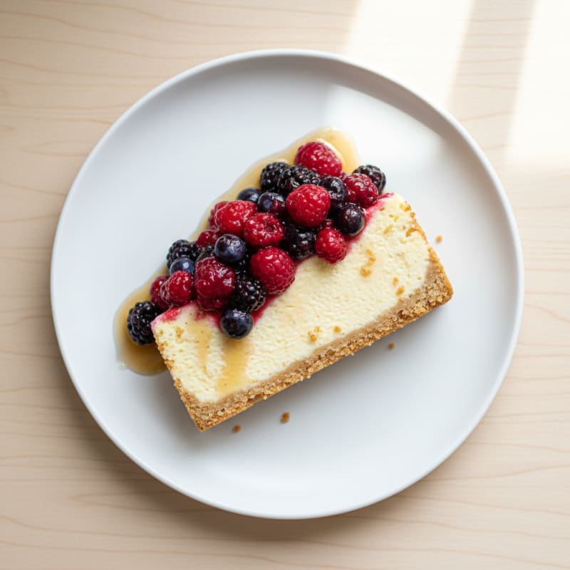 Greek Yogurt Protein Cheesecake with Mixed Berries