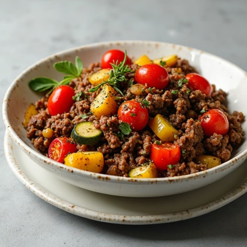 Herb-Seasoned Lean Ground Beef Skillet with Roasted Vegetables