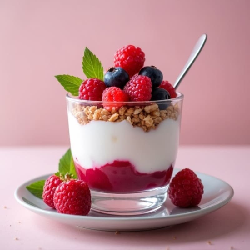 Silky Greek Yogurt Protein Parfait with Mixed Berries