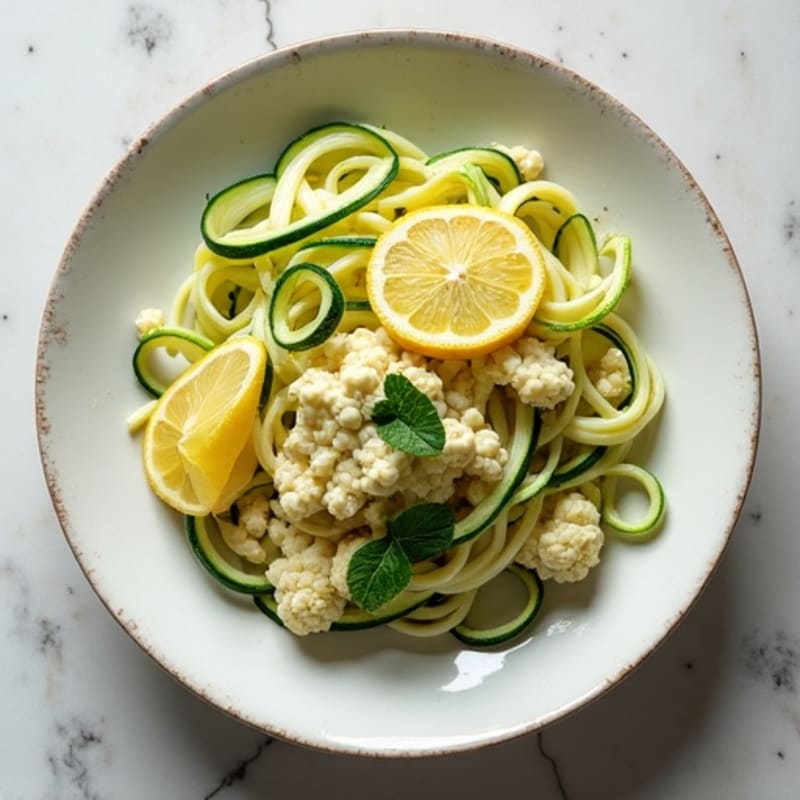 Creamy Cashew Cauliflower Alfredo with Zucchini Noodles