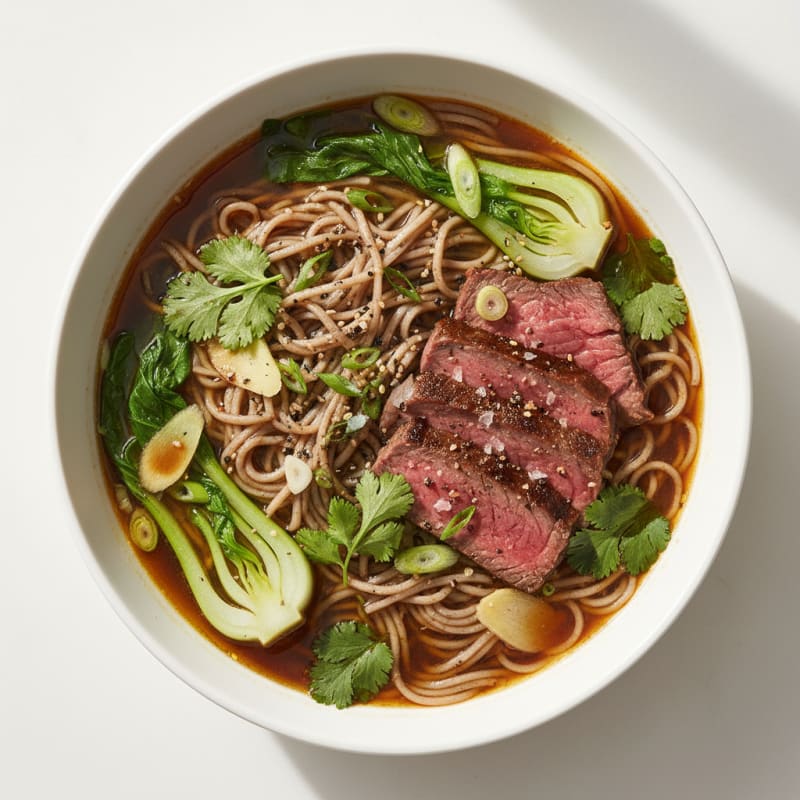 Tender Beef Noodle Soup with Herbs