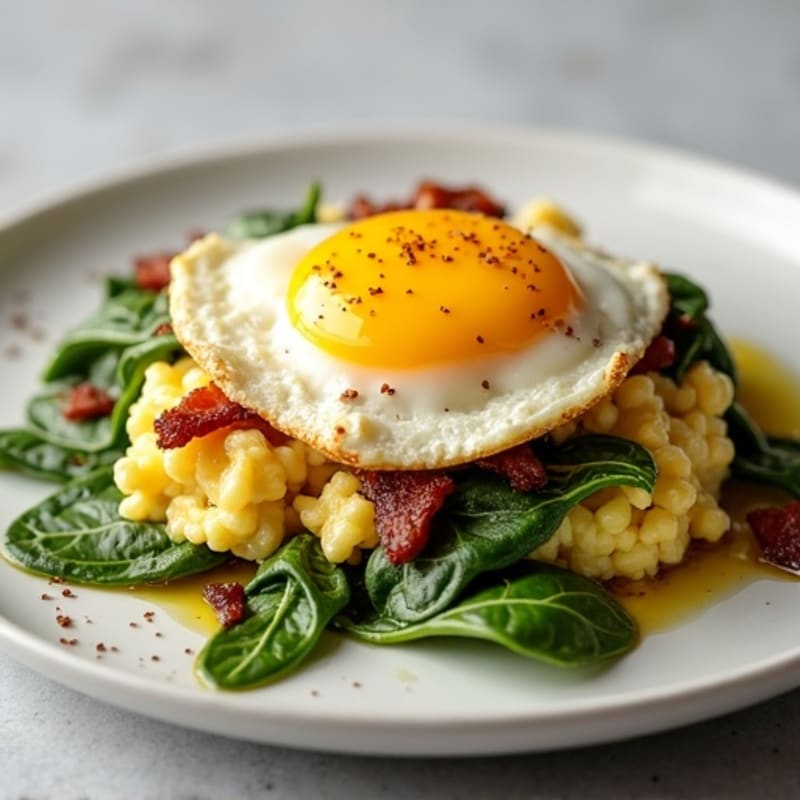 Cottage Cheese Scramble with Spinach and Turkey Bacon
