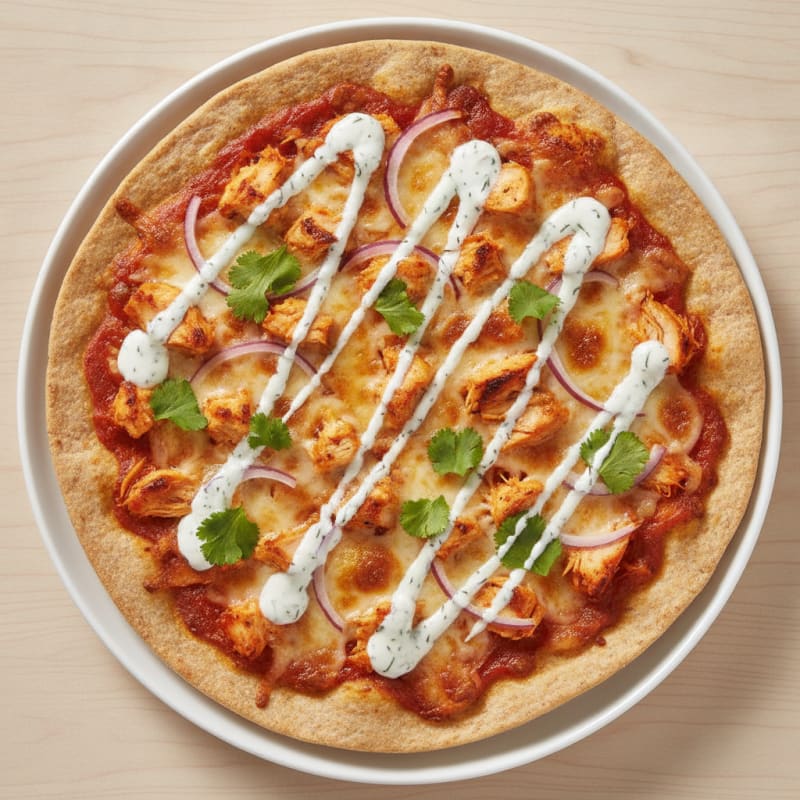 Buffalo Chicken Pizza with Ranch Drizzle