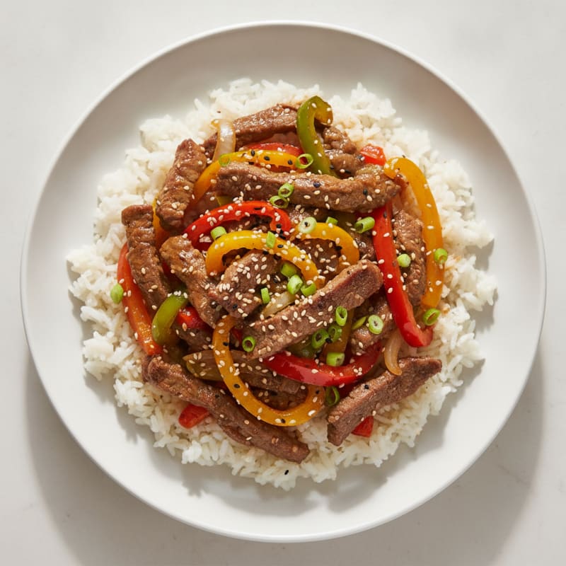 Shaved Beef and Bell Pepper Rice