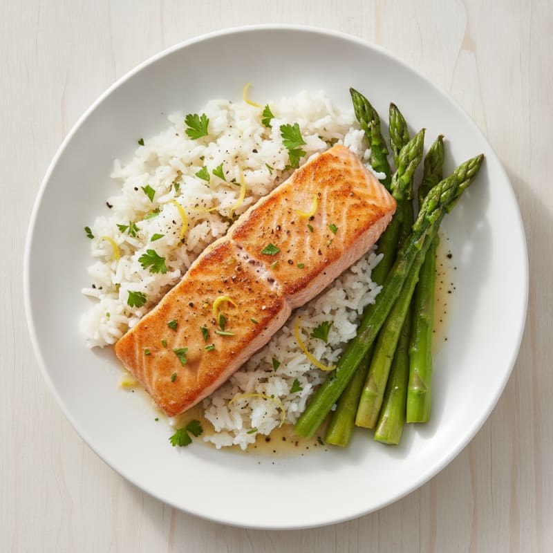 Pan-Seared Salmon with Lemon-Herb Rice