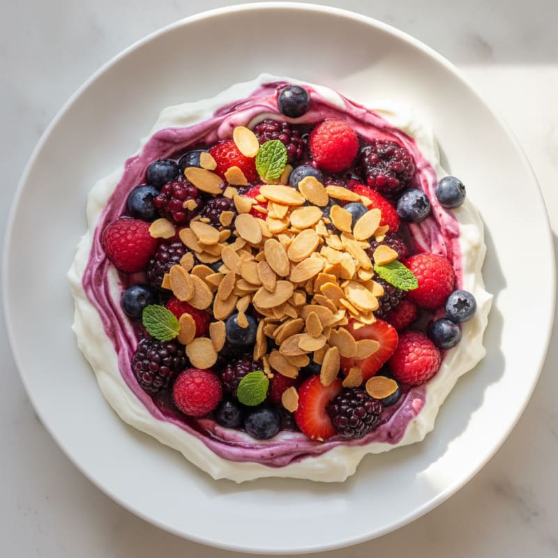 Greek Yogurt Protein Parfait with Berries and Almonds