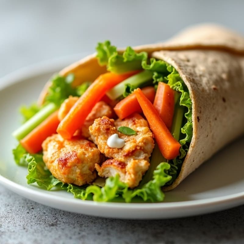 Healthy Buffalo Chicken Wrap with Crunchy Veggies