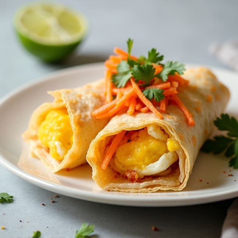 Crispy Rice Paper Egg Wraps with Mango-Carrot Slaw