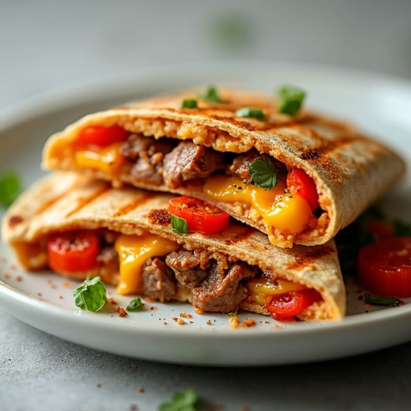Spicy Lime Steak Quesadilla with Bell Peppers
