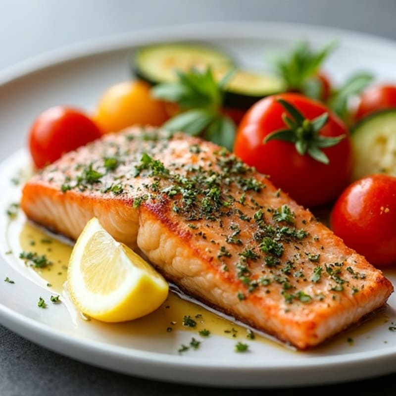 Herb-Crusted Baked Salmon with Roasted Vegetables