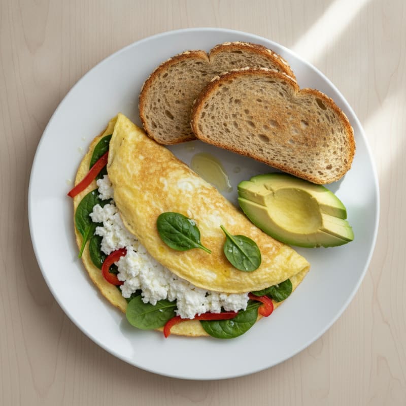 Egg White Veggie Omelette with Cottage Cheese