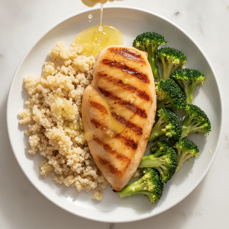 Grilled Chicken Breast with Quinoa and Steamed Broccoli