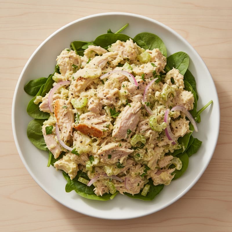 Creamy Lemon-Herb Tuna and Spinach Salad