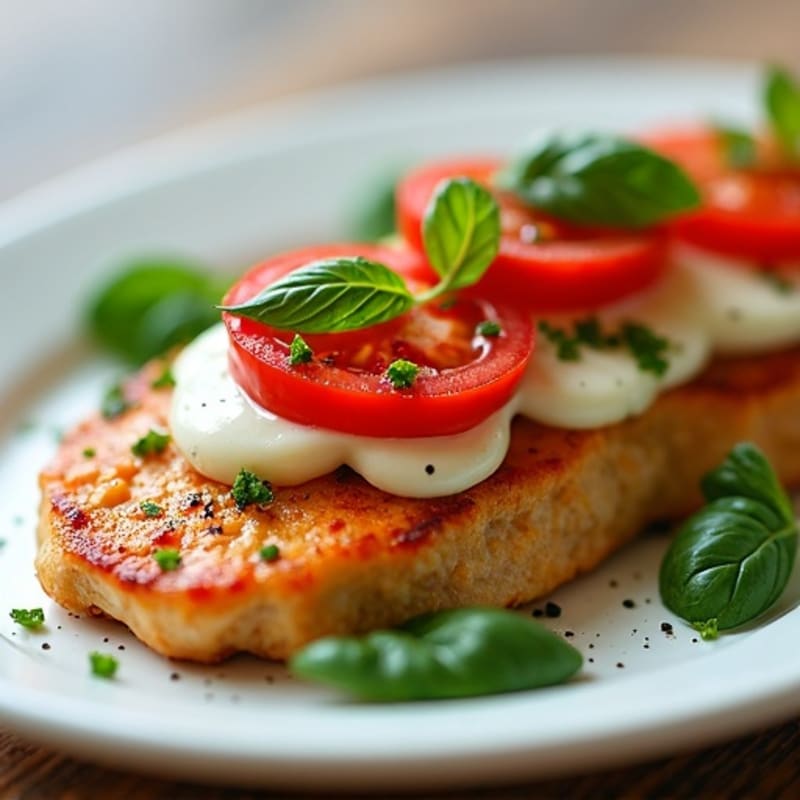 Pan-Seared Chicken with Fresh Tomato, Basil, and Melted Mozzarella