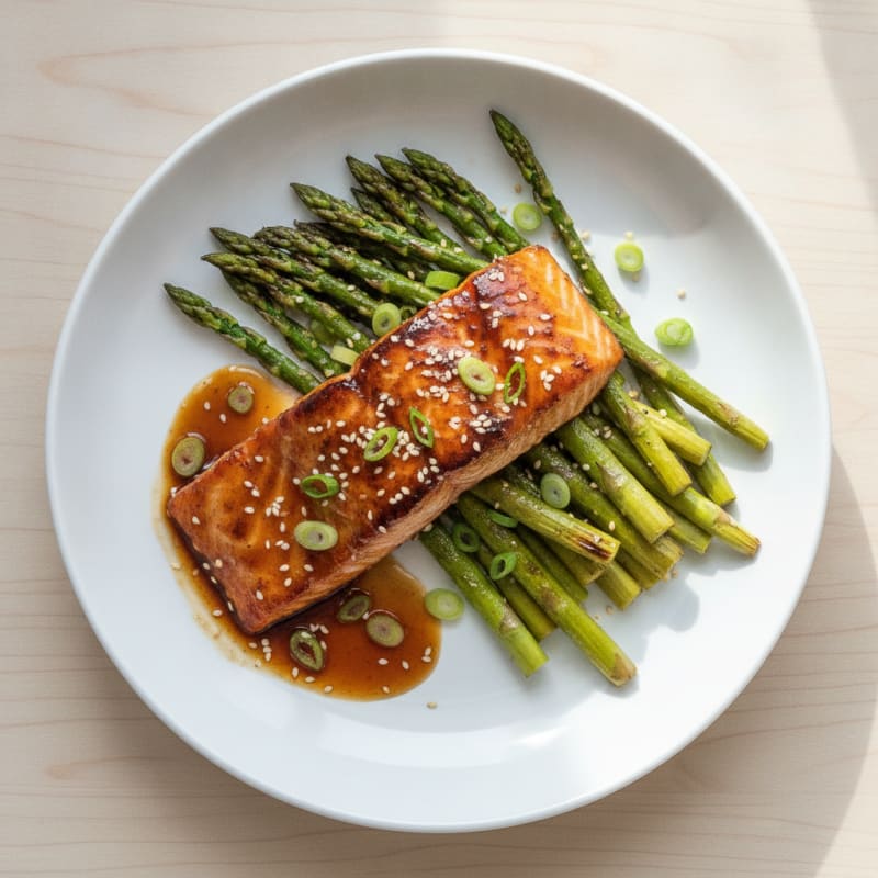Pan-Seared Teriyaki Salmon with Roasted Asparagus