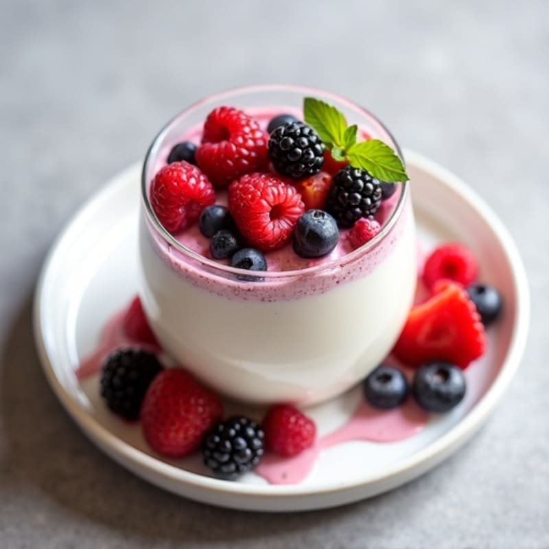 Greek Yogurt Mousse with Protein Powder and Mixed Berries