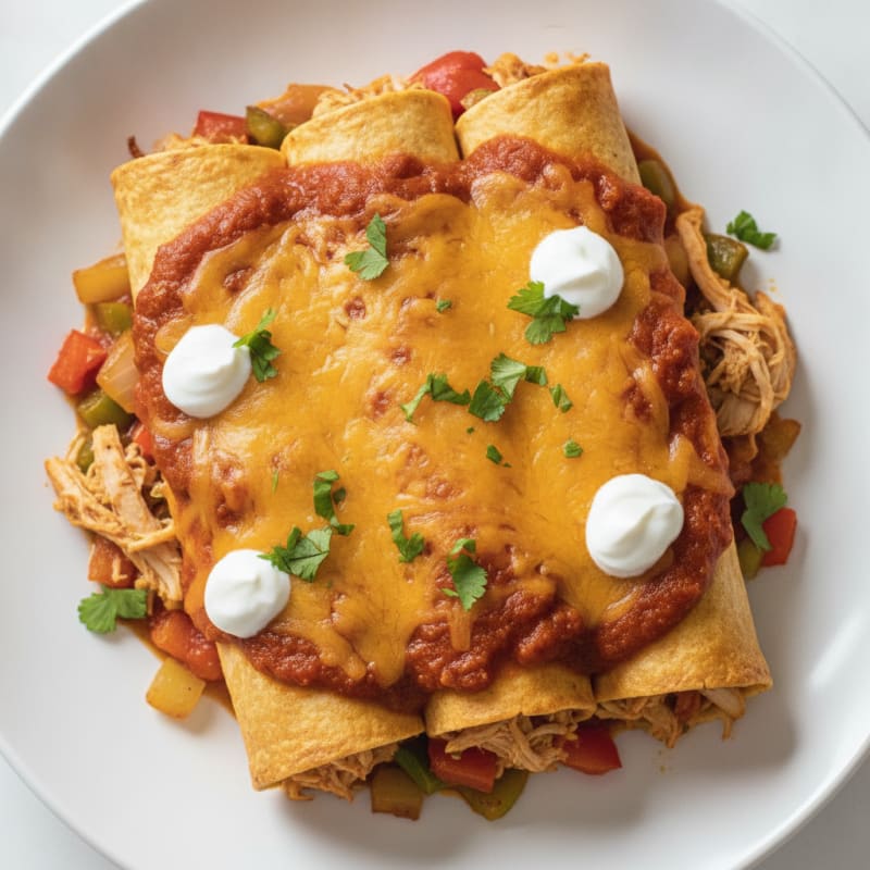Chicken Enchiladas with Red Sauce