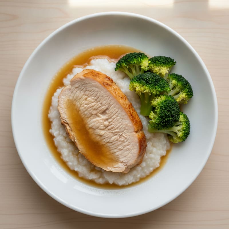 Bone Broth Poached Turkey Breast with Steamed Broccoli