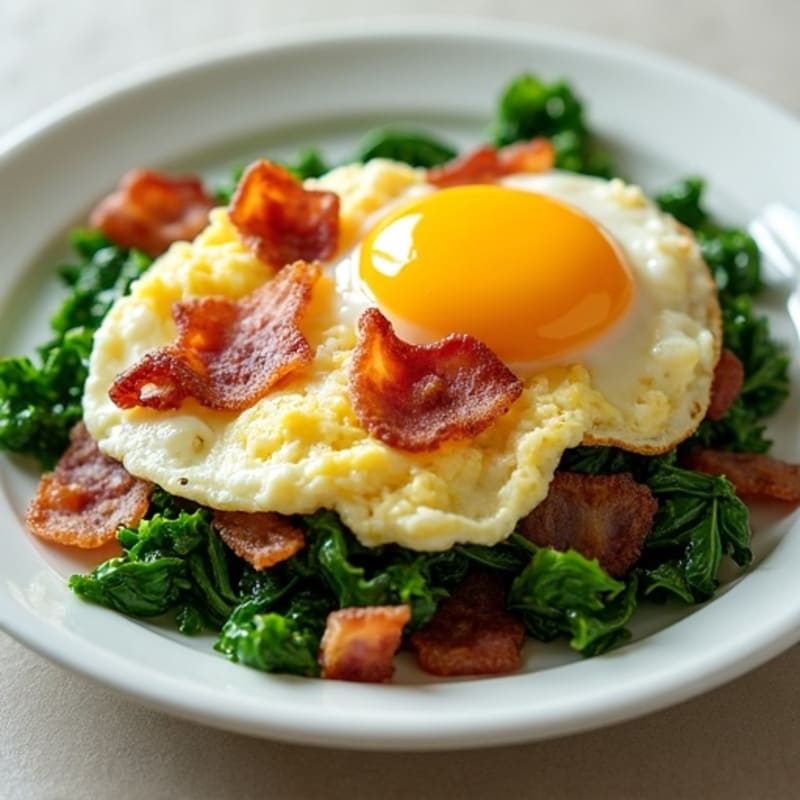 Cottage Cheese Scramble with Spinach and Turkey Bacon