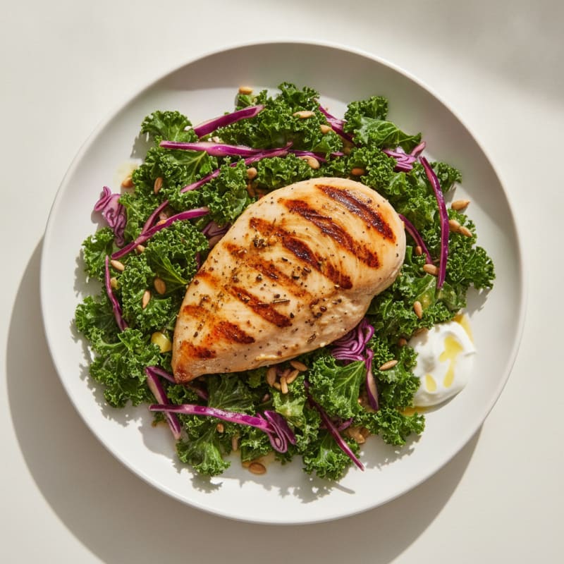 Grilled Chicken Breast with Crunchy Kale Slaw