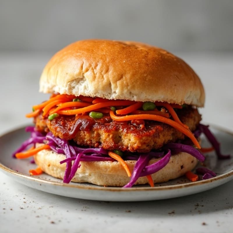 Hearty Smoky BBQ Tempeh Sandwich with Crisp Slaw