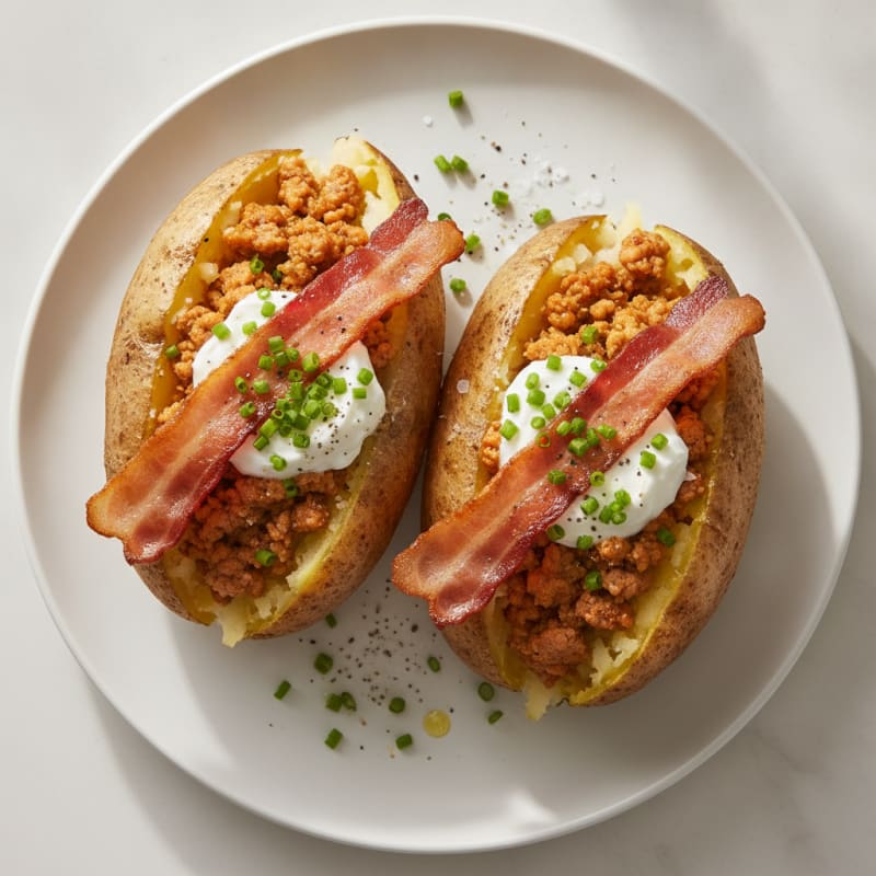 Loaded Baked Potatoes with Crispy Bacon
