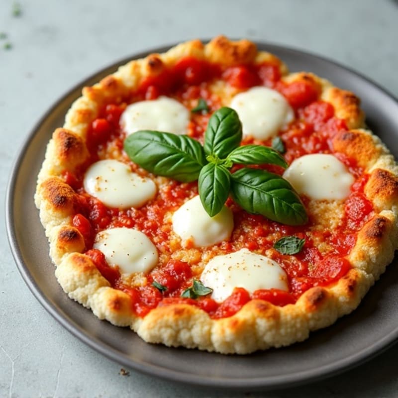 Cauliflower Crust Margherita Pizza with Fresh Basil