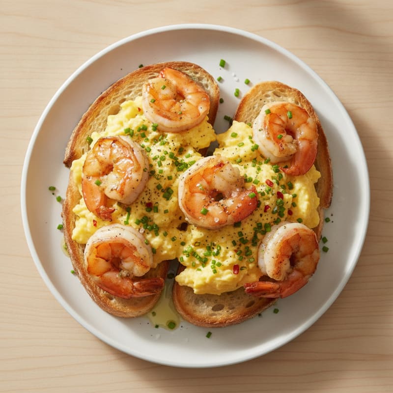 Garlic Prawn and Scrambled Egg Toast