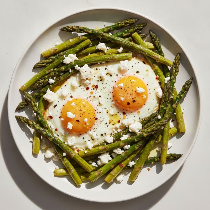 Baked Eggs with Roasted Asparagus