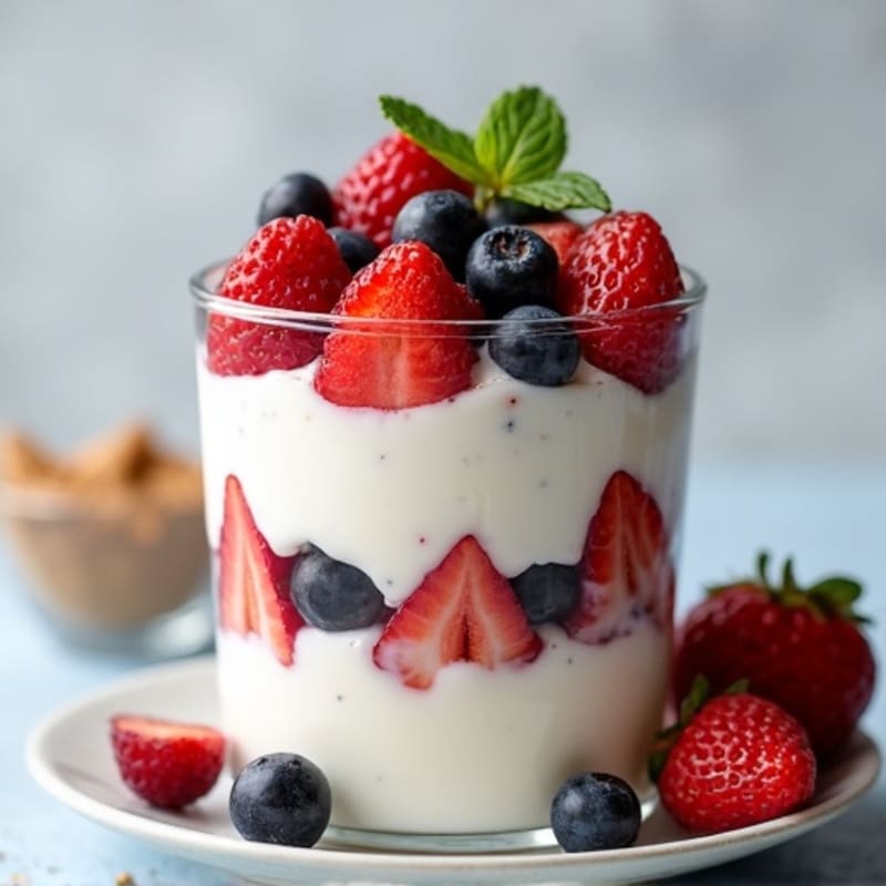 Creamy Protein Yogurt Parfait with Mixed Berries and Almond Butter