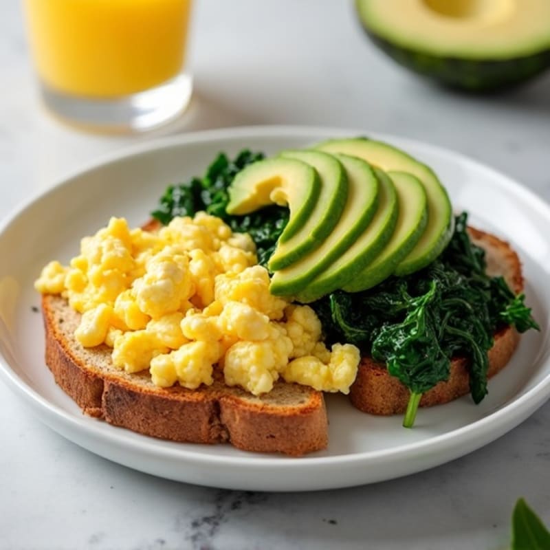 Egg White Scramble with Turkey Sausage and Sautéed Spinach