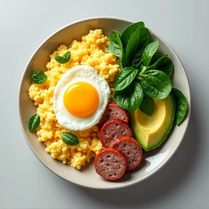 Egg White Scramble with Spinach and Turkey Sausage