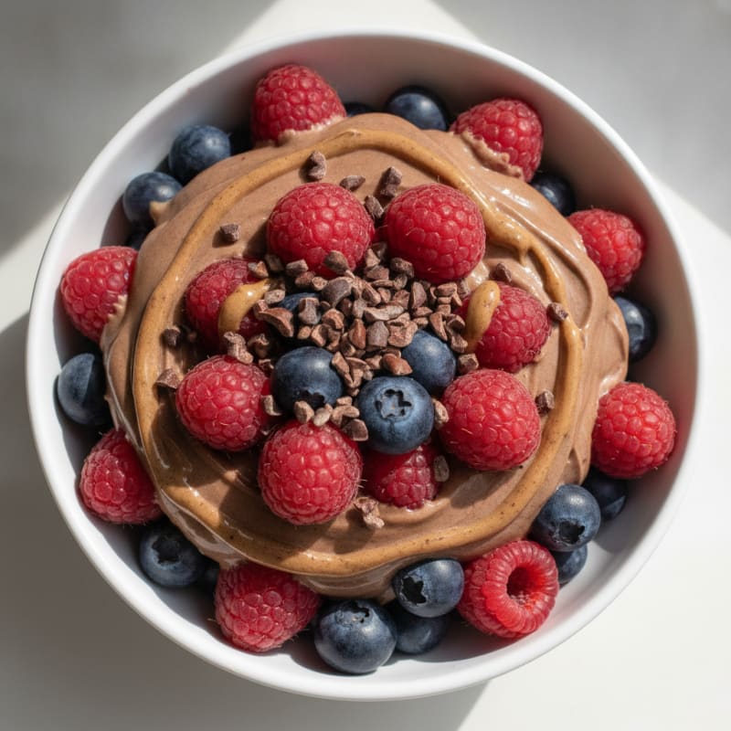 Chocolate Protein Yogurt Parfait with Berries
