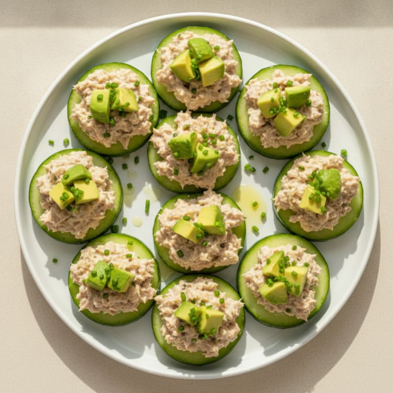 Tuna Cucumber Avocado Bites