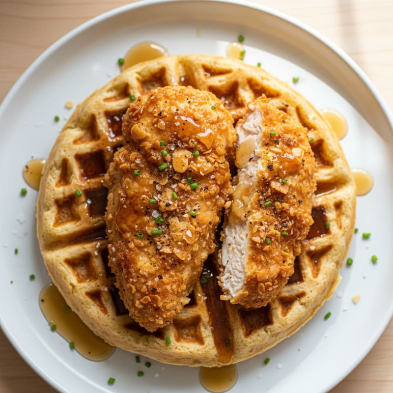 Golden Crispy Chicken and Waffles