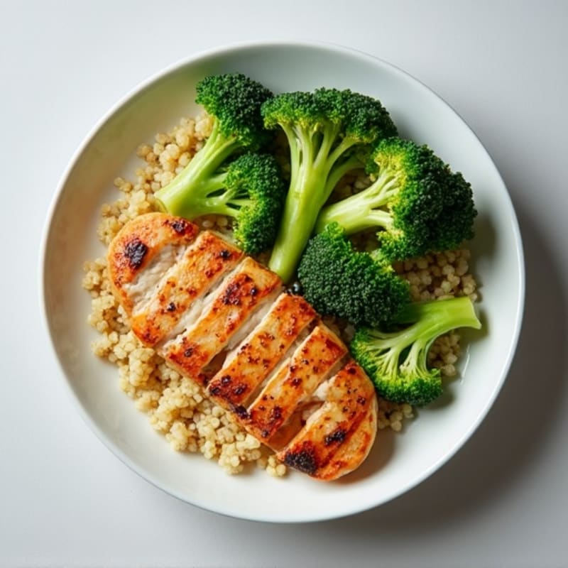 Grilled Chicken Breast with Quinoa and Steamed Broccoli