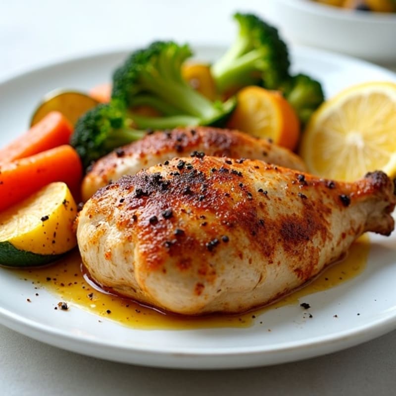 Spiced Roasted Chicken with Lemon Garlic Vegetables