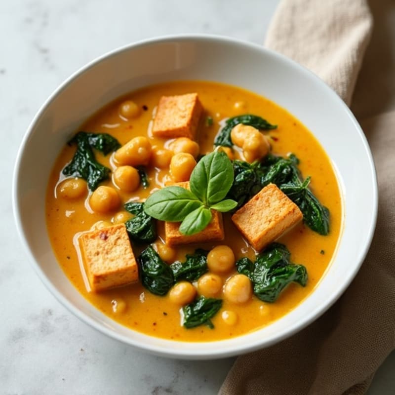 Creamy Coconut Chickpea Curry with Fresh Spinach