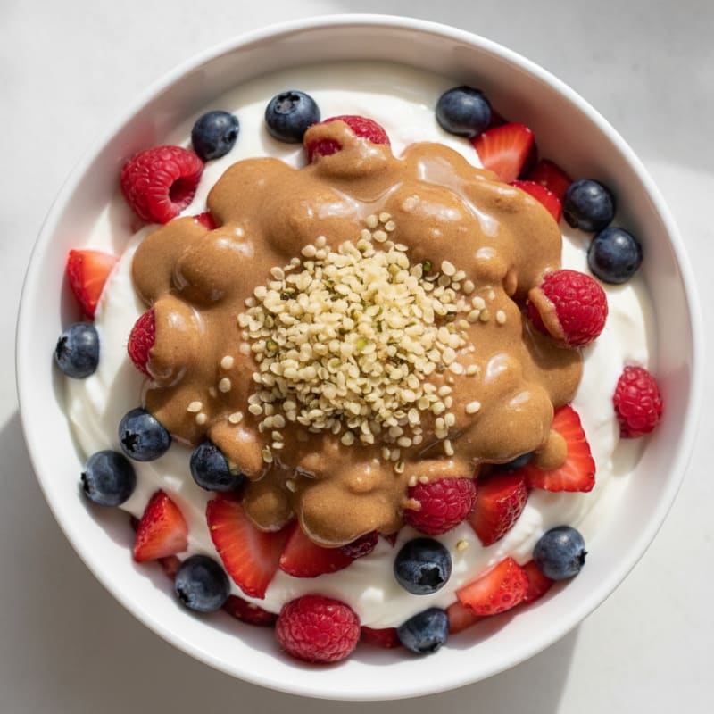 Creamy Greek Yogurt Parfait with Mixed Berries and Almond Butter