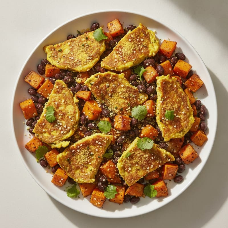 Sweet Potato and Just Egg Folded Hash