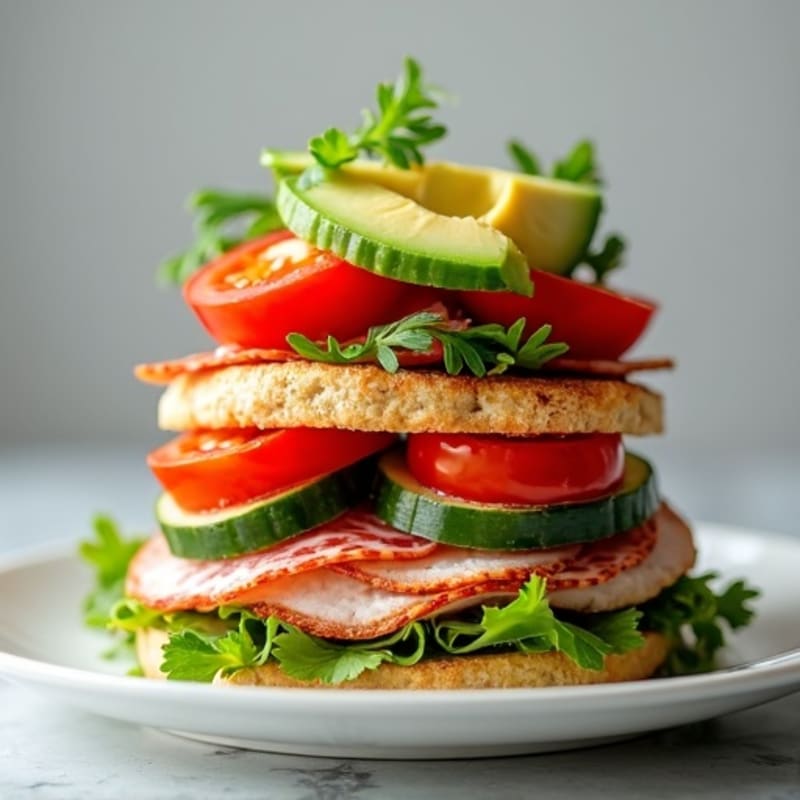 Lean Turkey-Salami Stack with Fresh Mediterranean Vegetables