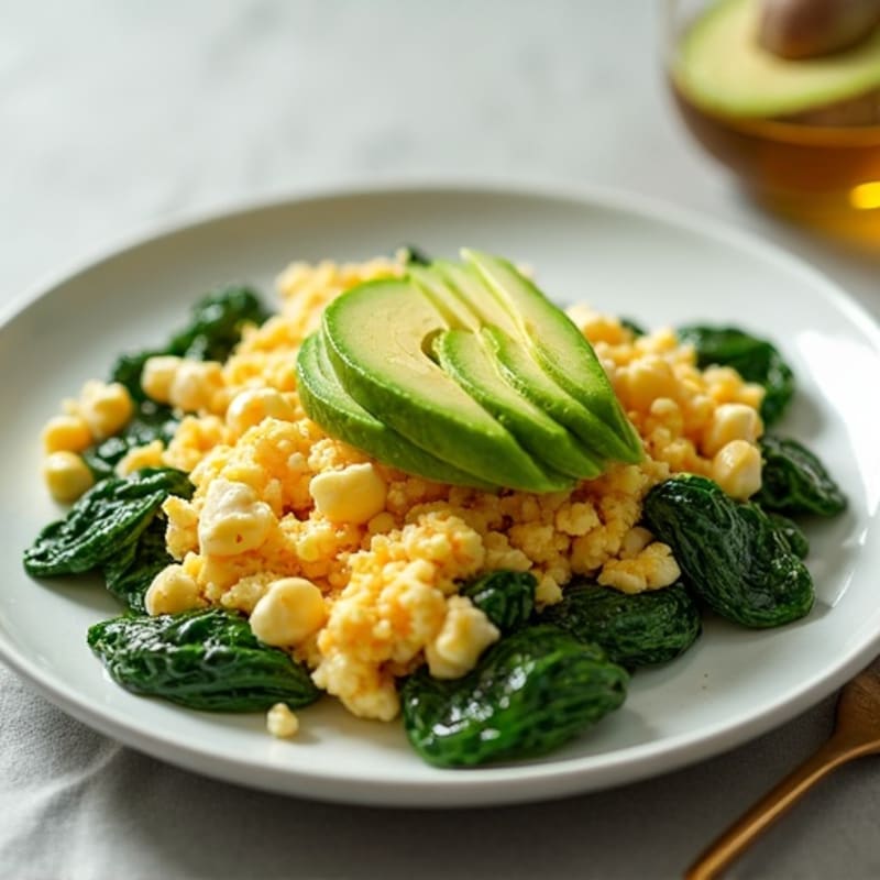 Egg White and Cottage Cheese Scramble with Sautéed Spinach