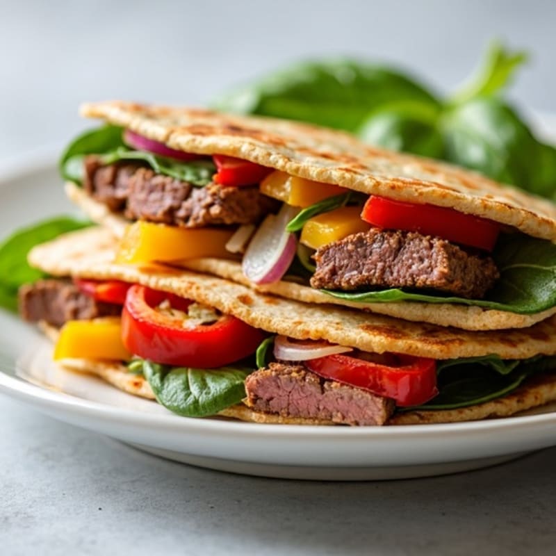 Crispy Lean Steak and Veggie Whole Wheat Quesadillas