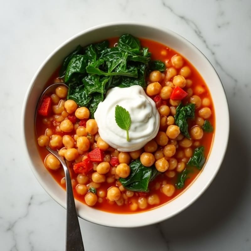 Creamy Lentil and Chickpea Stew with Spinach