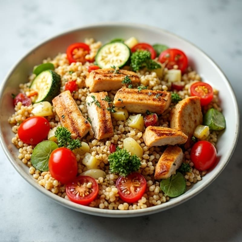 Grilled Chicken and Quinoa Salad with Roasted Vegetables