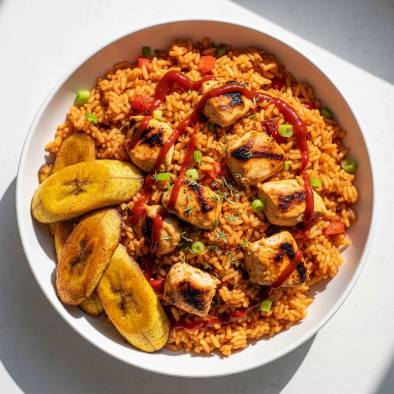 Jollof Rice with Fried Plantains