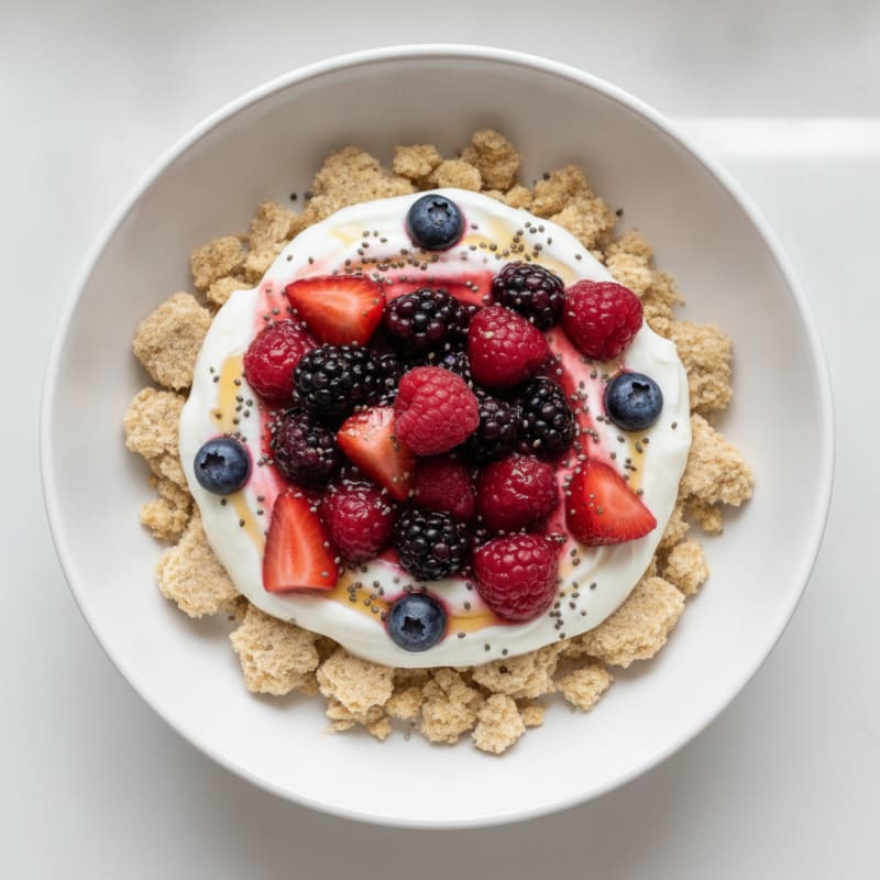 Protein Weetbix Overnight Oats with Mixed Berries