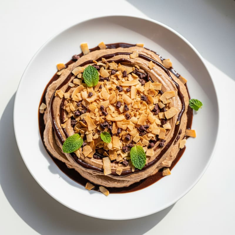 Chocolate Protein Mousse with Toasted Coconut